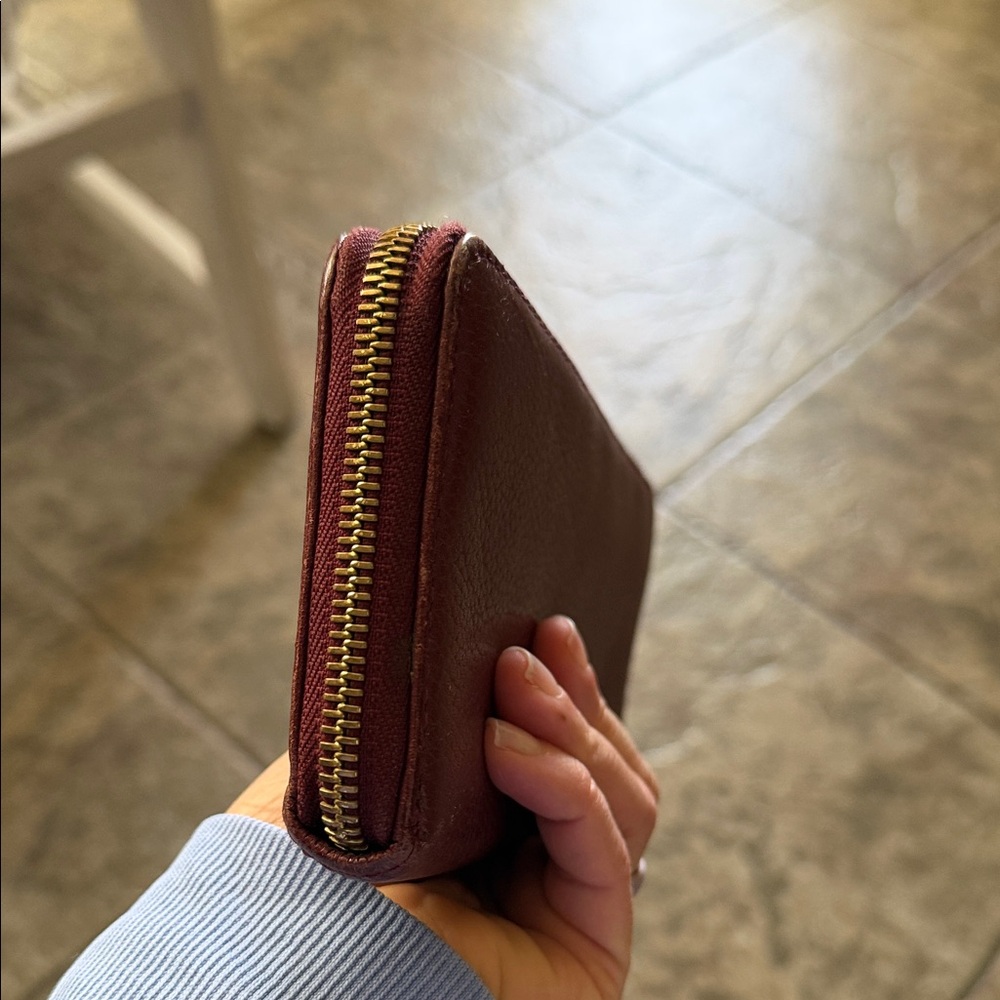 Michael Kors Maroon Leather Wallet with Gold Accents ~ MK - Picture 6 of 15